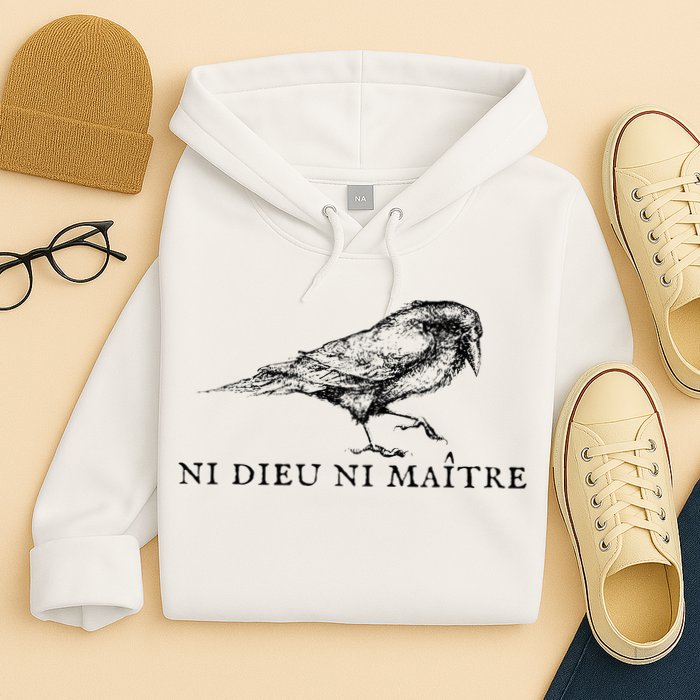 No God No Ni Dieu Ni Maitre Retro Crow Bird Hoodie
