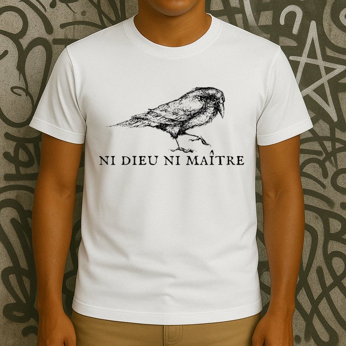 No God No Ni Dieu Ni Maitre Retro Crow Bird T-Shirt