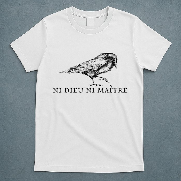 No God No Ni Dieu Ni Maitre Retro Crow Bird T-Shirt