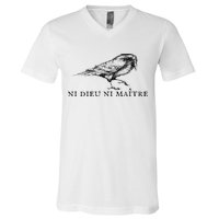 No God No Ni Dieu Ni Maitre Retro Crow Bird V-Neck T-Shirt