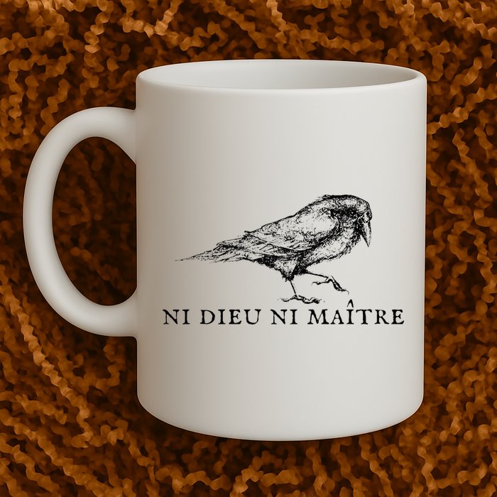 No God No Ni Dieu Ni Maitre Retro Crow Bird Mug