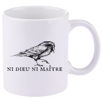 No God No Ni Dieu Ni Maitre Retro Crow Bird 11oz C Handle Ceramic Mug