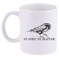 No God No Ni Dieu Ni Maitre Retro Crow Bird 11oz C Handle Ceramic Mug