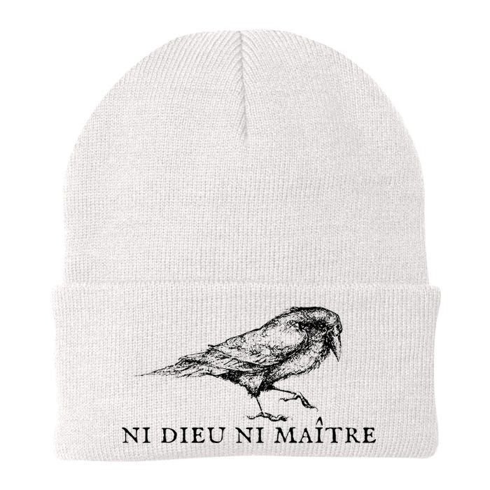 No God No Ni Dieu Ni Maitre Retro Crow Bird Beanie