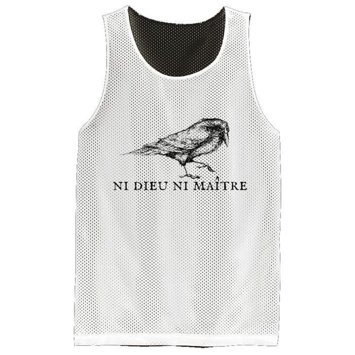 No God No Ni Dieu Ni Maitre Retro Crow Bird Mesh Reversible Basketball Jersey Tank
