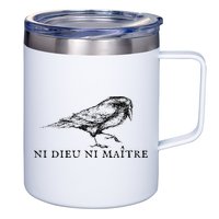 No God No Ni Dieu Ni Maitre Retro Crow Bird 12oz Stainless Steel Coffee Mug