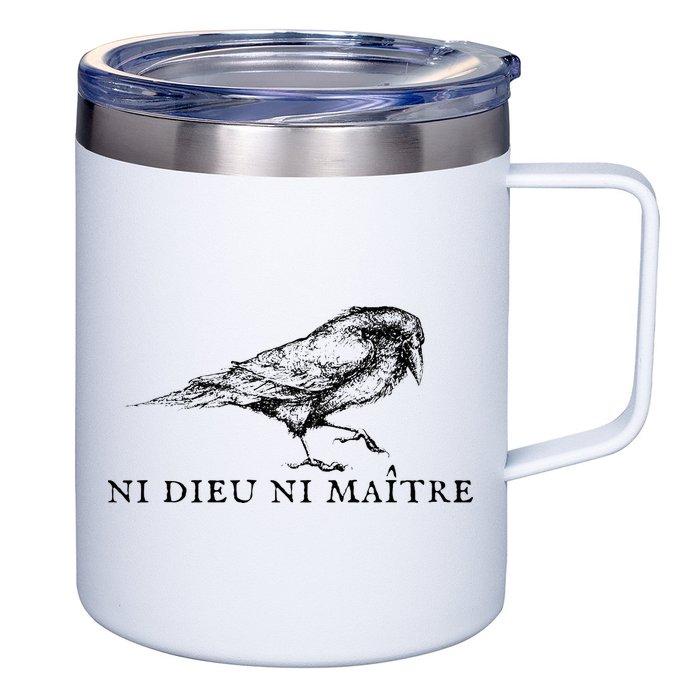 No God No Ni Dieu Ni Maitre Retro Crow Bird 12oz Stainless Steel Coffee Mug