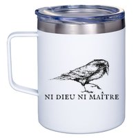 No God No Ni Dieu Ni Maitre Retro Crow Bird 12oz Stainless Steel Coffee Mug