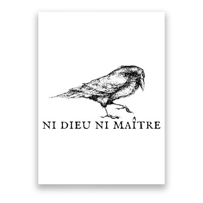 No God No Ni Dieu Ni Maitre Retro Crow Bird Poster