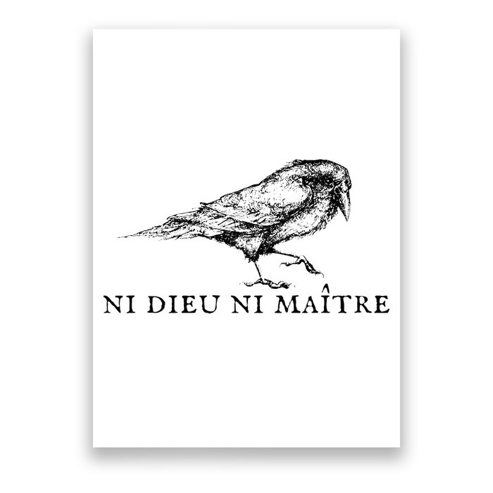 No God No Ni Dieu Ni Maitre Retro Crow Bird Poster