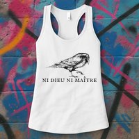 No God No Ni Dieu Ni Maitre Retro Crow Bird Womens Tank Top