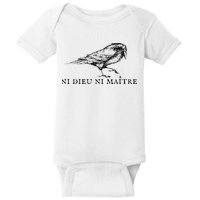 No God No Ni Dieu Ni Maitre Retro Crow Bird Baby Bodysuit