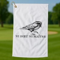 No God No Ni Dieu Ni Maitre Retro Crow Bird Golf Towel