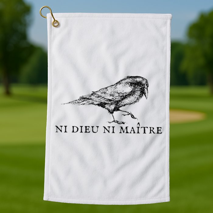 No God No Ni Dieu Ni Maitre Retro Crow Bird Golf Towel