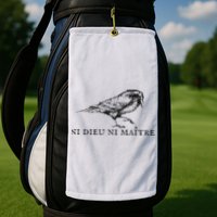 No God No Ni Dieu Ni Maitre Retro Crow Bird Golf Towel