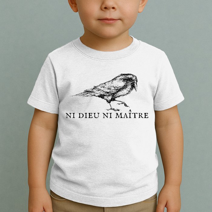 No God No Ni Dieu Ni Maitre Retro Crow Bird Toddler T-Shirt