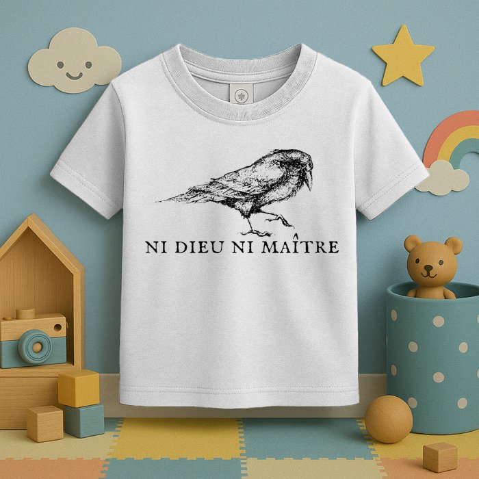 No God No Ni Dieu Ni Maitre Retro Crow Bird Toddler T-Shirt