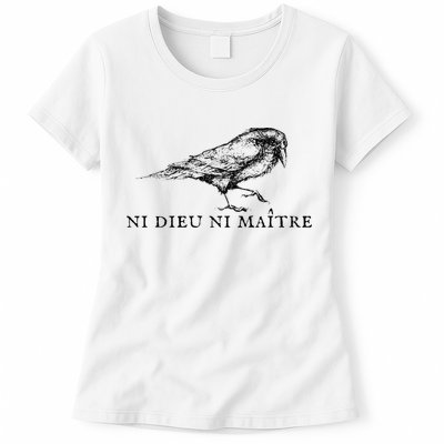 No God No Ni Dieu Ni Maitre Retro Crow Bird Womens T-Shirt