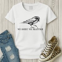 No God No Ni Dieu Ni Maitre Retro Crow Bird Womens T-Shirt