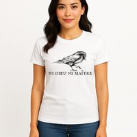 No God No Ni Dieu Ni Maitre Retro Crow Bird Womens T-Shirt