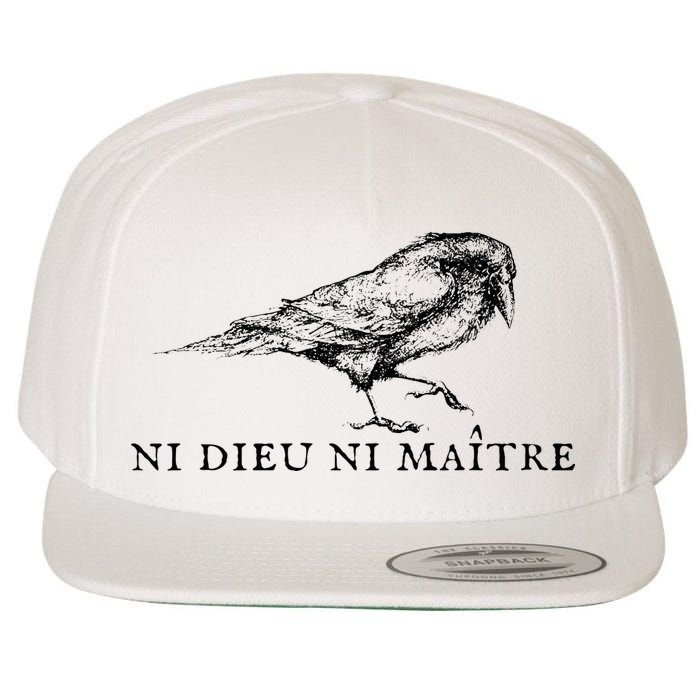 No God No Ni Dieu Ni Maitre Retro Crow Bird Wool Snapback Cap