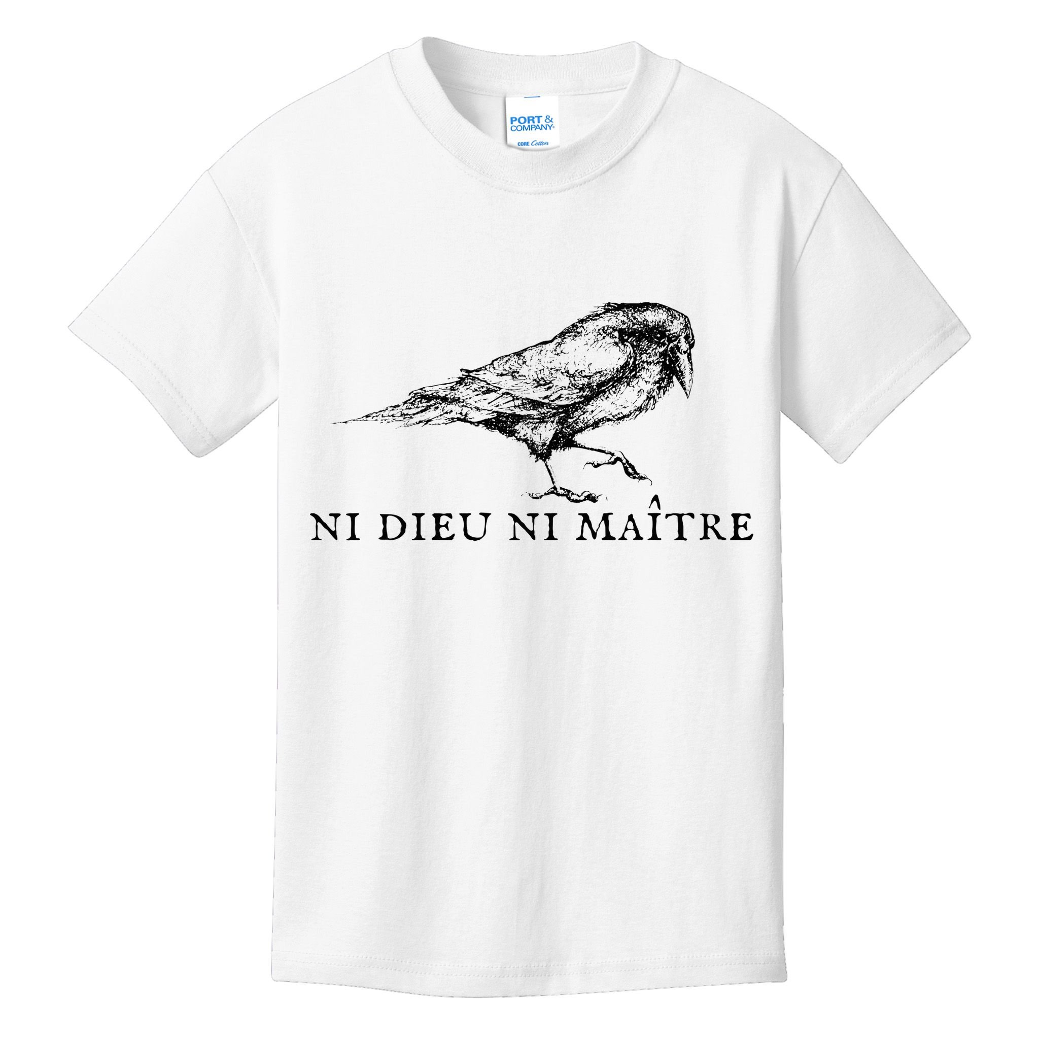 No God No Ni Dieu Ni Maitre Retro Crow Bird Kids T-Shirt