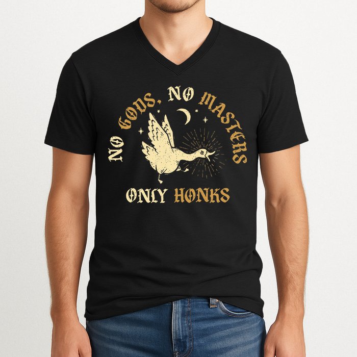 No Gods No M.A.S.T.E.R.S Only Honks V-Neck T-Shirt