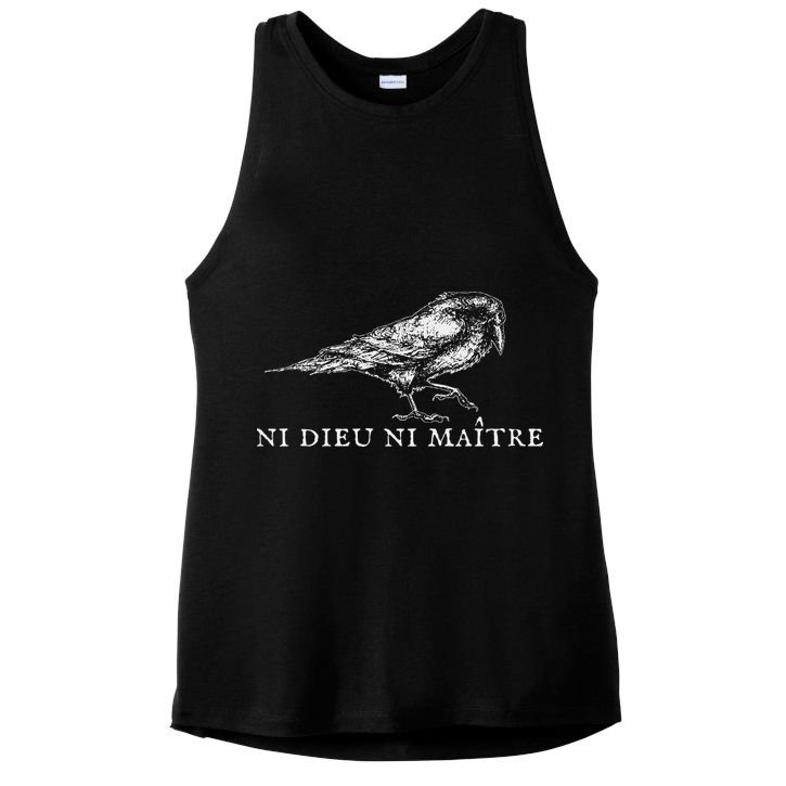 No God No  Ni Dieu Ni Maitre Retro Crow Bird Ladies PosiCharge Tri-Blend Wicking Tank