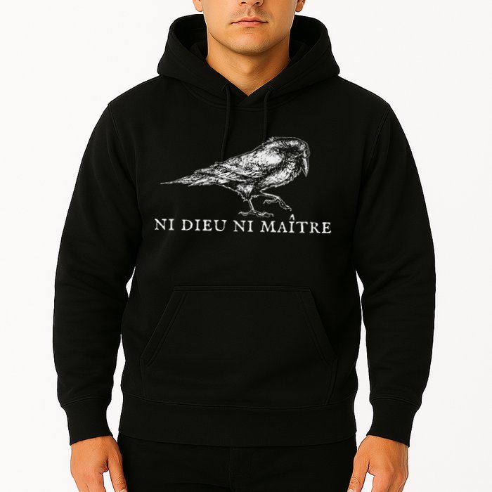 No God No  Ni Dieu Ni Maitre Retro Crow Bird Hoodie