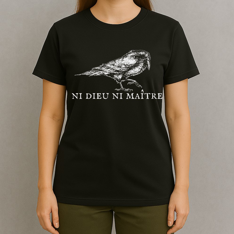 No God No  Ni Dieu Ni Maitre Retro Crow Bird T-Shirt