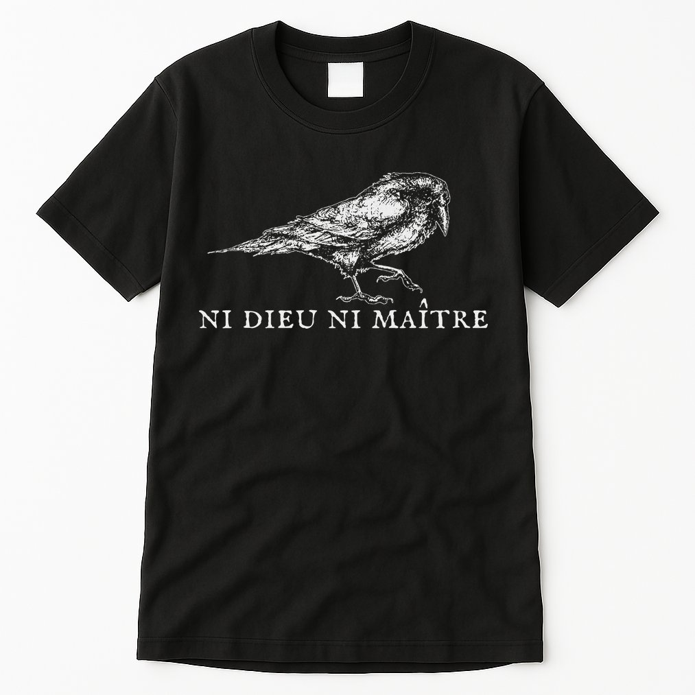 No God No  Ni Dieu Ni Maitre Retro Crow Bird Tall T-Shirt