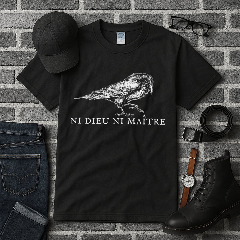 No God No  Ni Dieu Ni Maitre Retro Crow Bird Tall T-Shirt