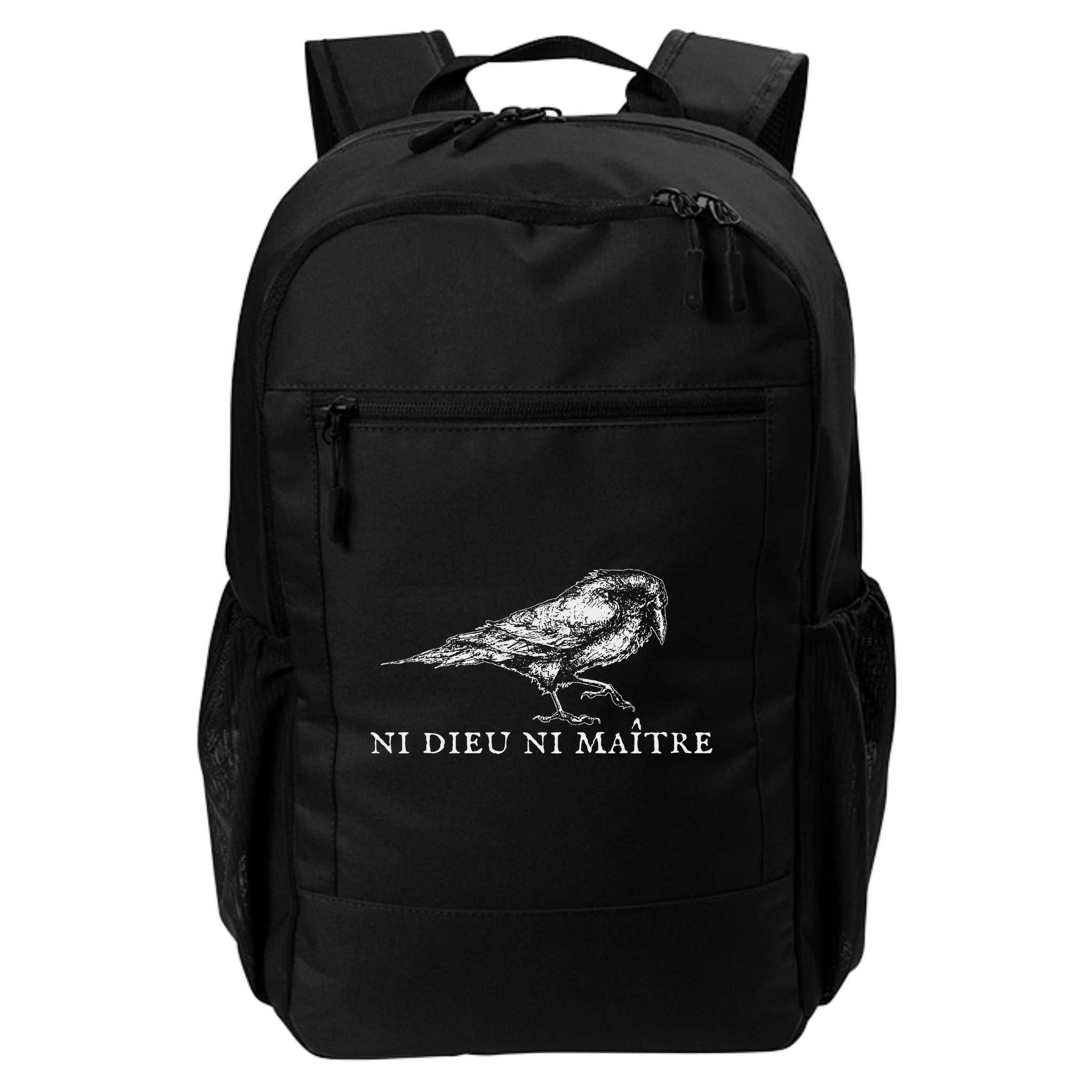 No God No  Ni Dieu Ni Maitre Retro Crow Bird Backpack