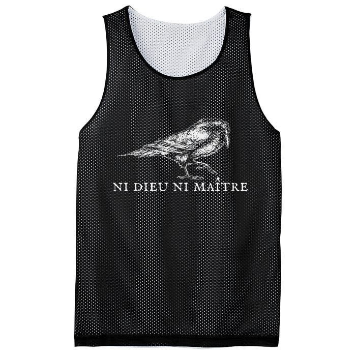 No God No  Ni Dieu Ni Maitre Retro Crow Bird Mesh Reversible Basketball Jersey Tank