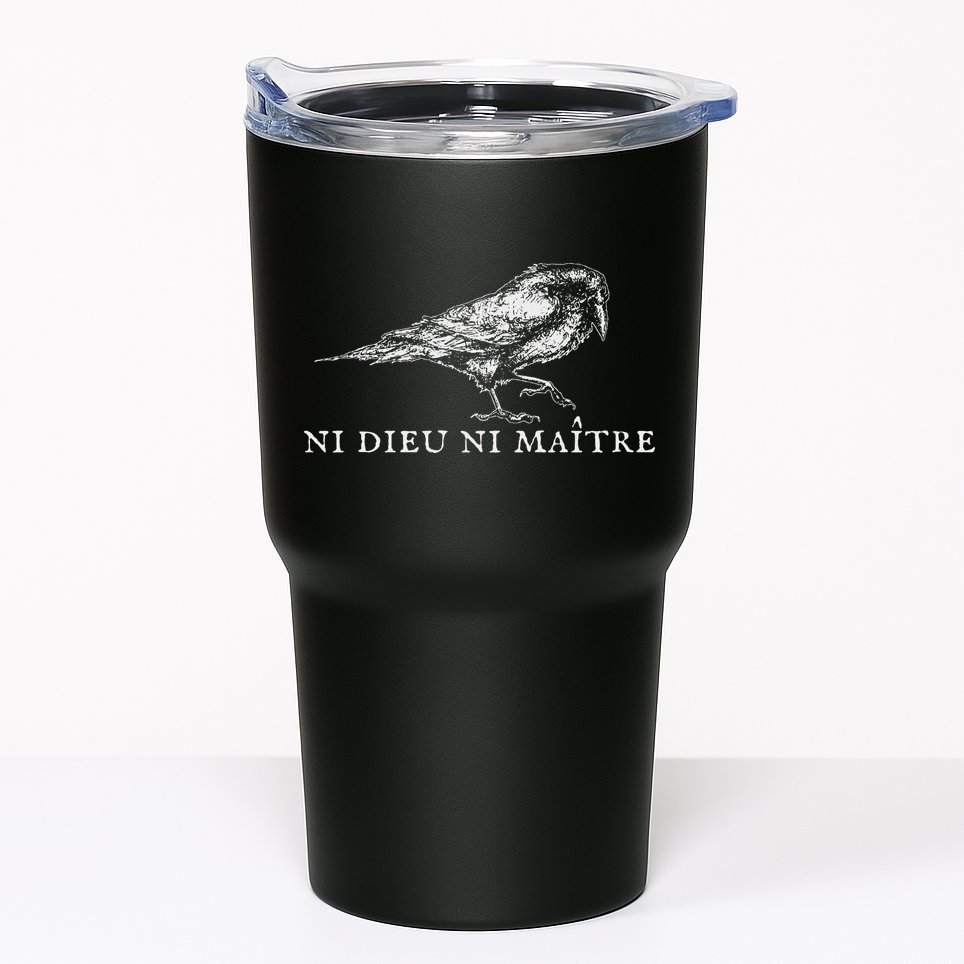 No God No  Ni Dieu Ni Maitre Retro Crow Bird Tumbler