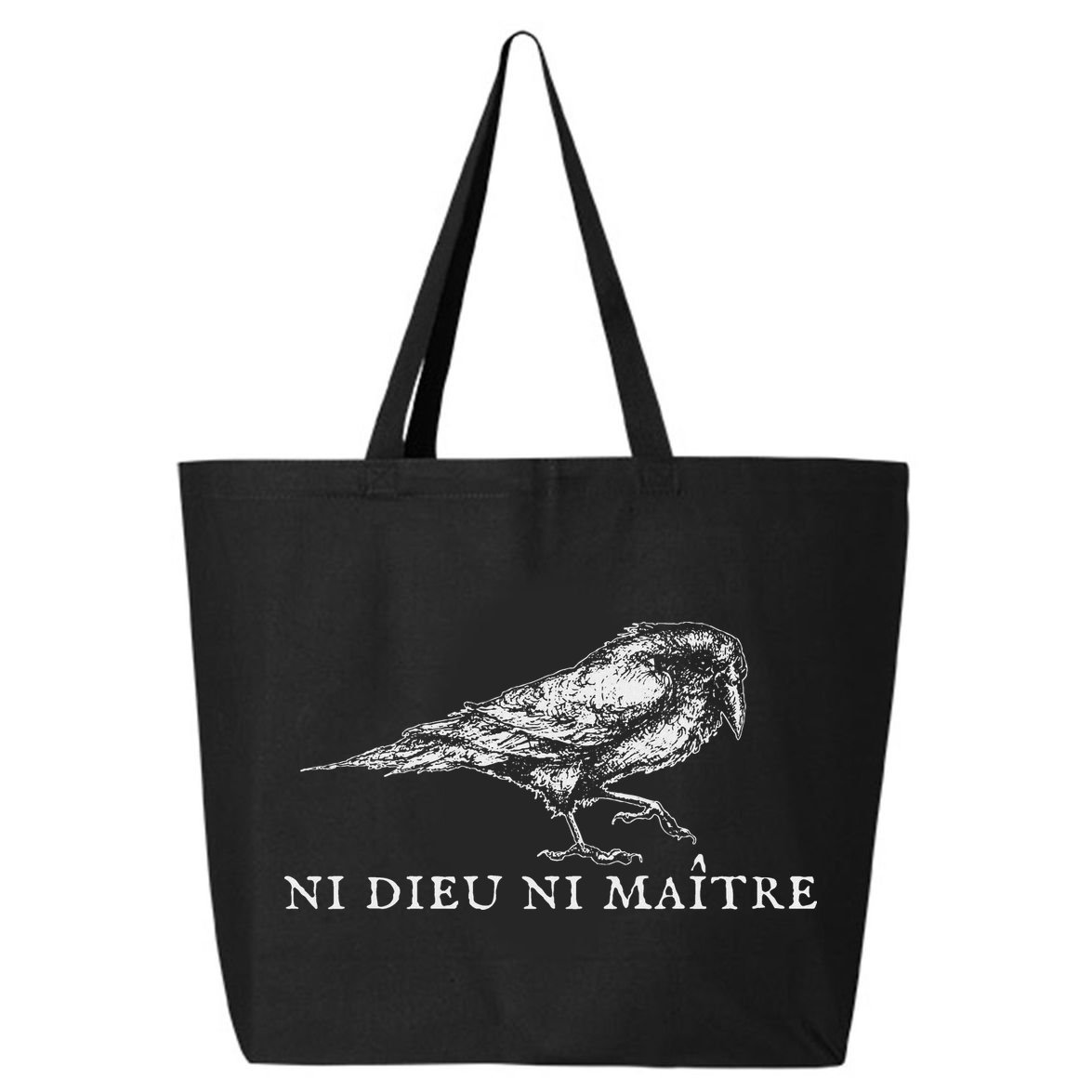 No God No  Ni Dieu Ni Maitre Retro Crow Bird 25L Jumbo Tote