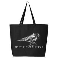 No God No  Ni Dieu Ni Maitre Retro Crow Bird 25L Jumbo Tote