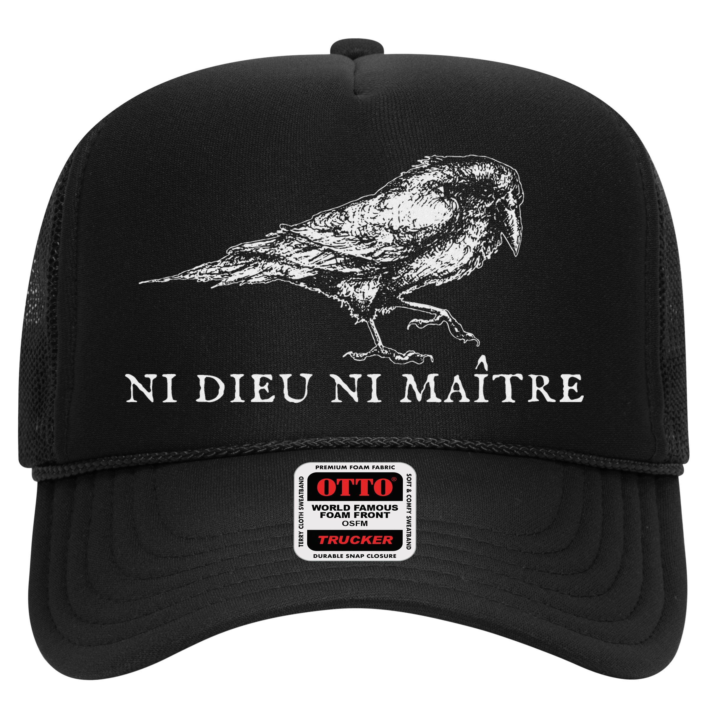 No God No  Ni Dieu Ni Maitre Retro Crow Bird Hat