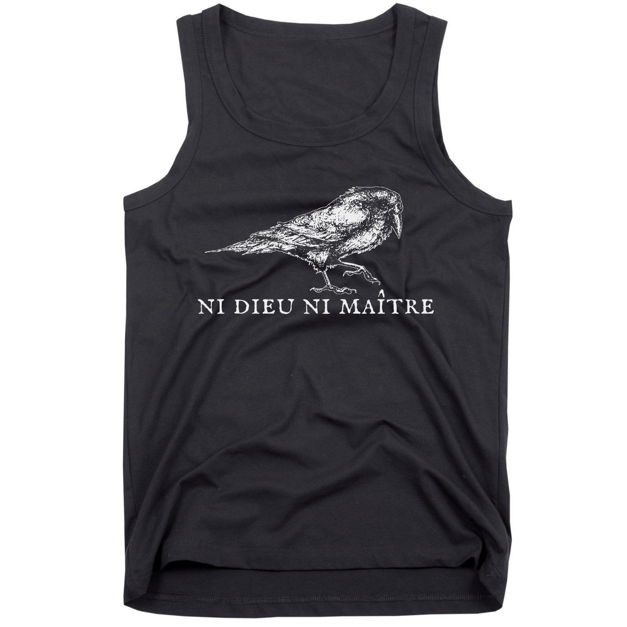 No God No  Ni Dieu Ni Maitre Retro Crow Bird Tank Top