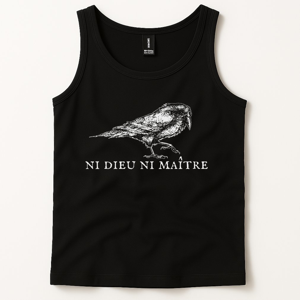 No God No  Ni Dieu Ni Maitre Retro Crow Bird Tank Top