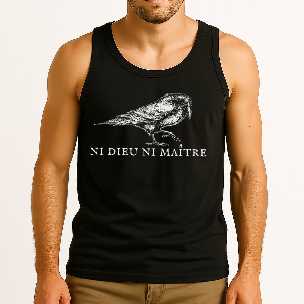 No God No  Ni Dieu Ni Maitre Retro Crow Bird Tank Top