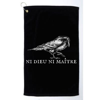 No God No  Ni Dieu Ni Maitre Retro Crow Bird Golf Towel