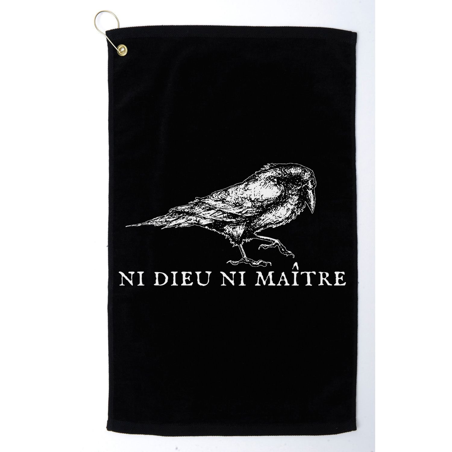 No God No  Ni Dieu Ni Maitre Retro Crow Bird Golf Towel