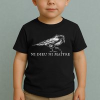 No God No  Ni Dieu Ni Maitre Retro Crow Bird Toddler T-Shirt