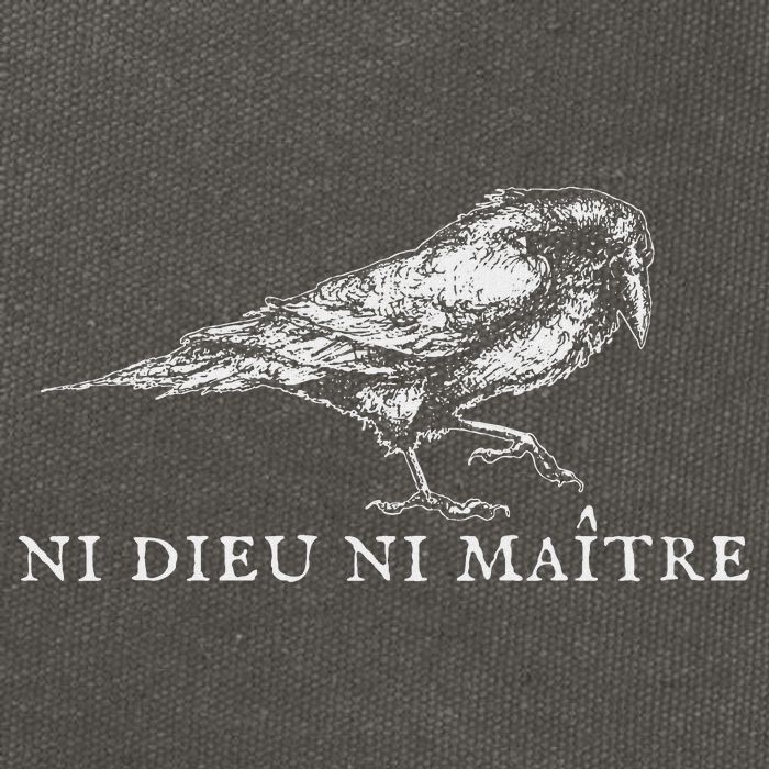 No God No  Ni Dieu Ni Maitre Retro Crow Bird Cotton Canvas Backpack