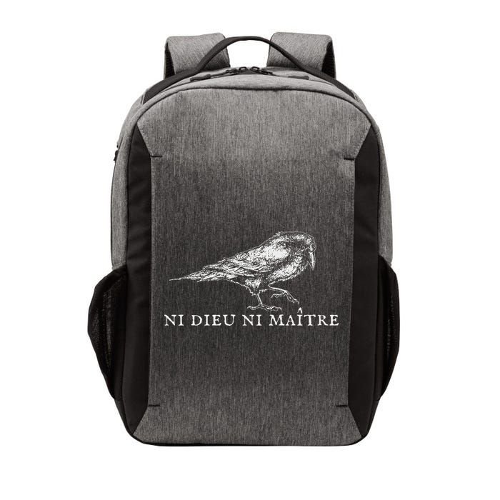 No God No  Ni Dieu Ni Maitre Retro Crow Bird Vector Backpack