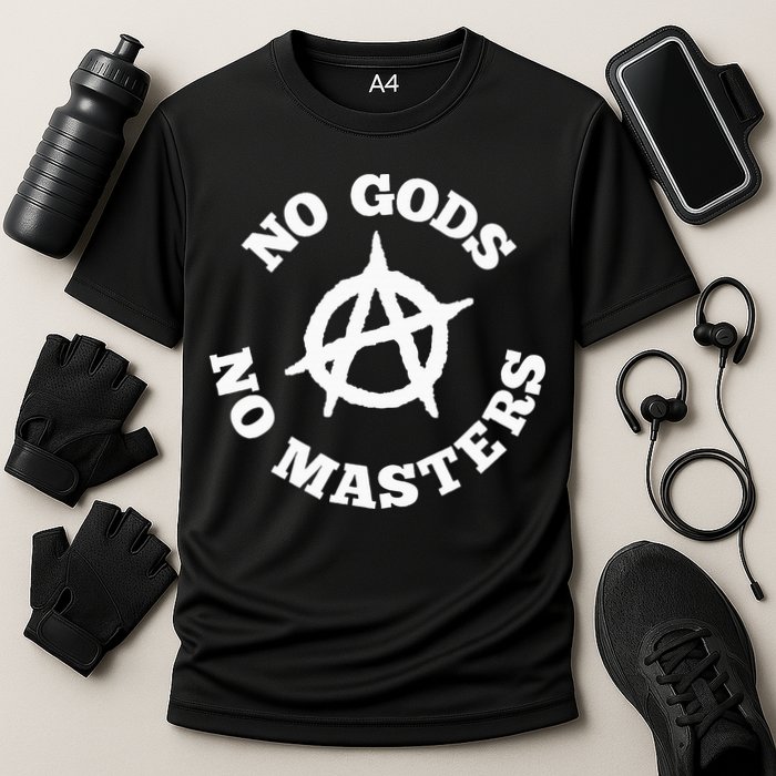 No Gods No Masters Anarchy Symbol Anarchist Atheist Performance Shirt
