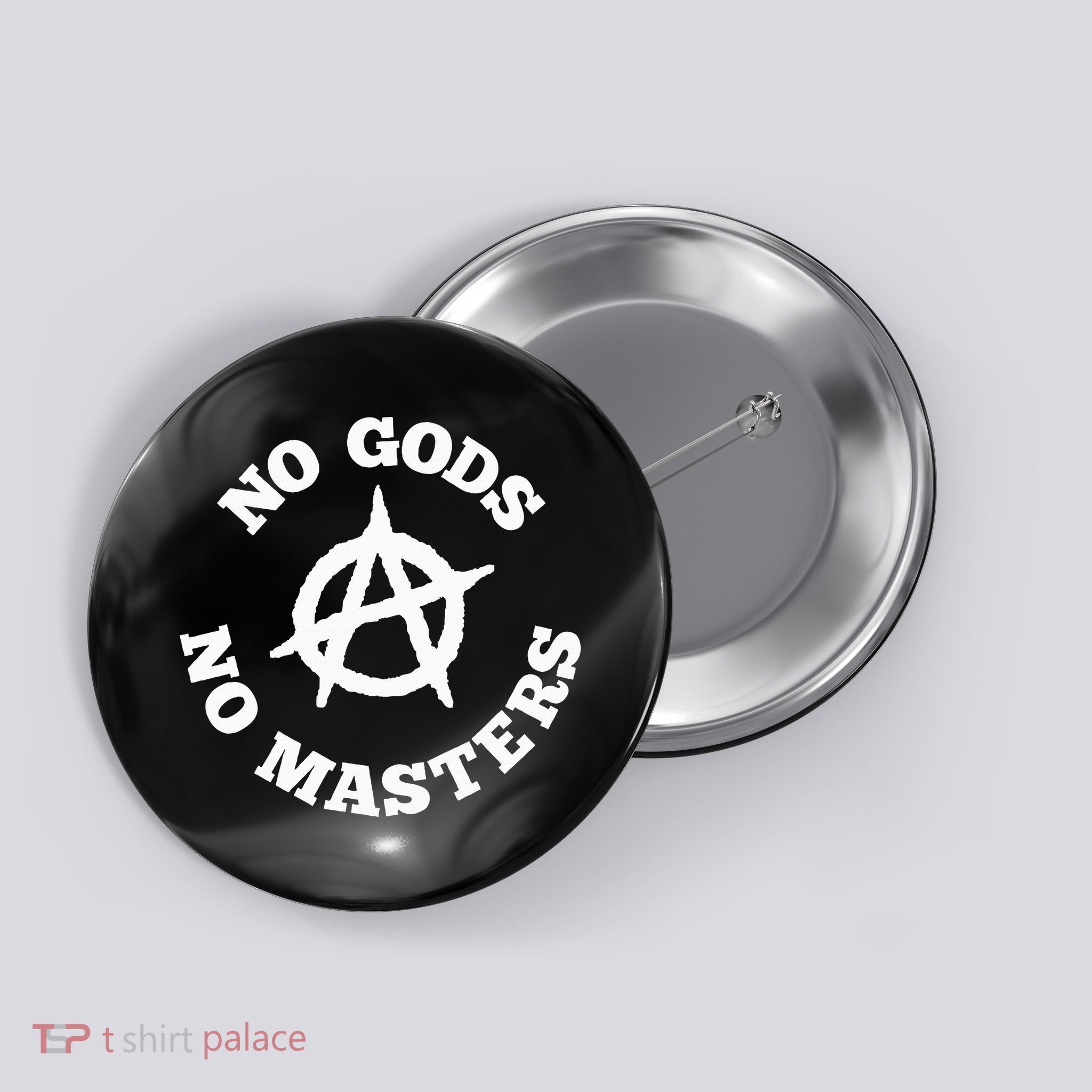 No Gods No Masters Anarchy Symbol Anarchist Atheist Button