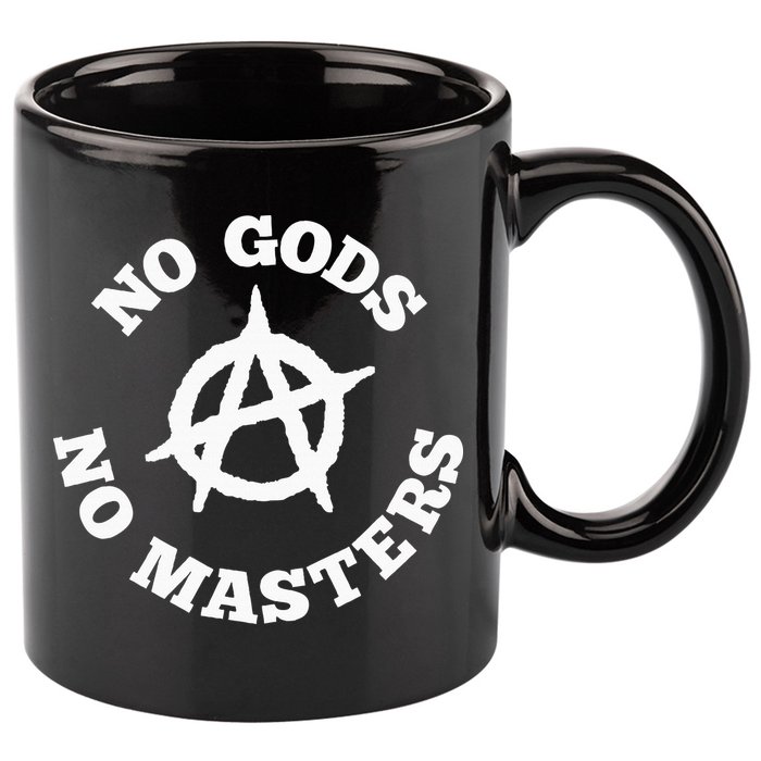 No Gods No Masters Anarchy Symbol Anarchist Atheist 11oz C Handle Ceramic Mug