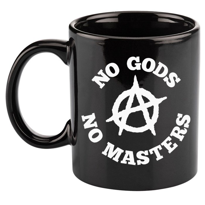 No Gods No Masters Anarchy Symbol Anarchist Atheist 11oz C Handle Ceramic Mug